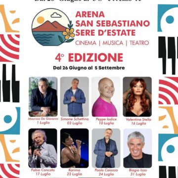 Arriva la 4^ edizione di ‘Arena San Sebastiano – Sere d’Estate’. A luglio concerti di Fabio Concato e Valentina Stella. Si ride con Peppe Iodice, Biagio Izzo, Paolo Caiazzo e Simone Schettino